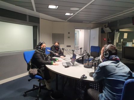 Aida Tarrío y Sabela Maneiro, Tanxugueiras, durante la entrevista Aida Tarrío y Sabela Maneiro, Tanxugueiras, durante la entrevista