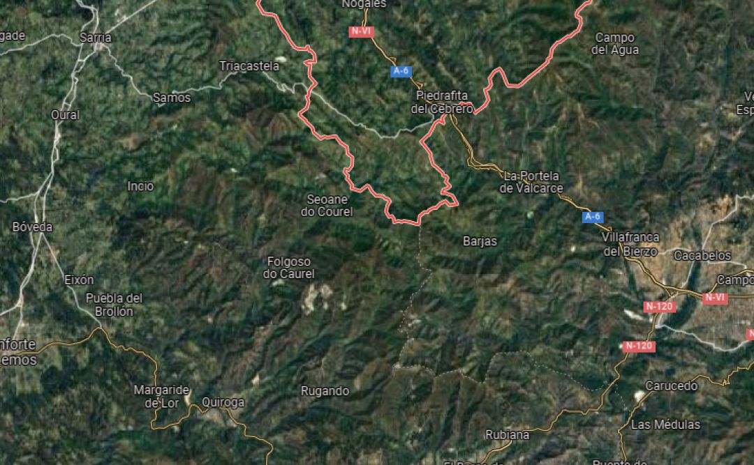 Imagen de satélite de la zona afectada Imagen de satélite de la zona afectada