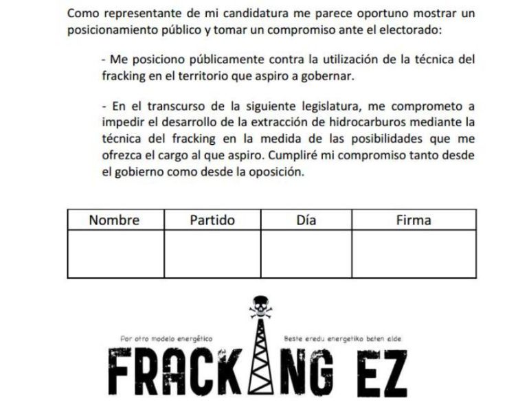 Los candidatos que han firmado contra el 'fracking' y los que no lo han hecho