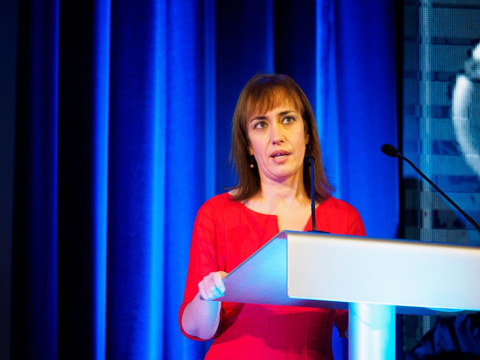 Belén Hernández, gerente del Consorcio de Santiago, entidad que gestiona a la Real Filharmonia de Galicia, en el momento de su discurso Belén Hernández, gerente del Consorcio de Santiago, entidad que gestiona a la Real Filharmonia de Galicia, en el momento de su discurso