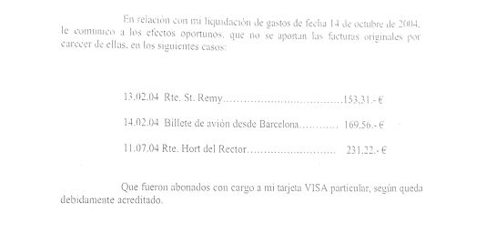 Gastos realizados con su Visa personal que Álvaro Renedo no justificó entre enero y octubre de 2004