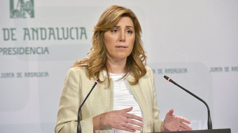 La presidenta andaluza, en una rueda de prensa