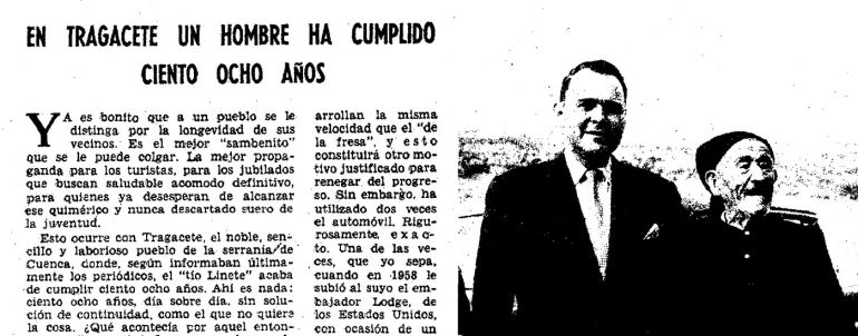 Noticia sobre el tío Linete de Vega del Codorno en el diario ABC