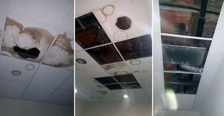 Desperfectos en varias zonas de los techos de los vestuarios de la Ciudad Deportiva Juan Antonio Samaranch