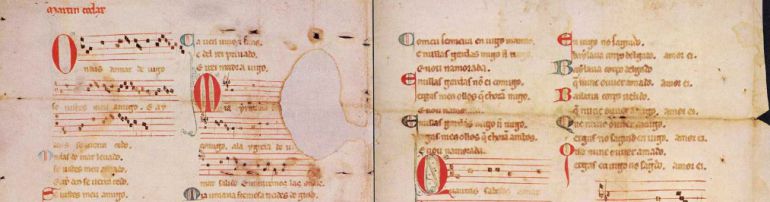 El manuscrito de Martin Codax conserva composiciones musicales del siglo XIII.