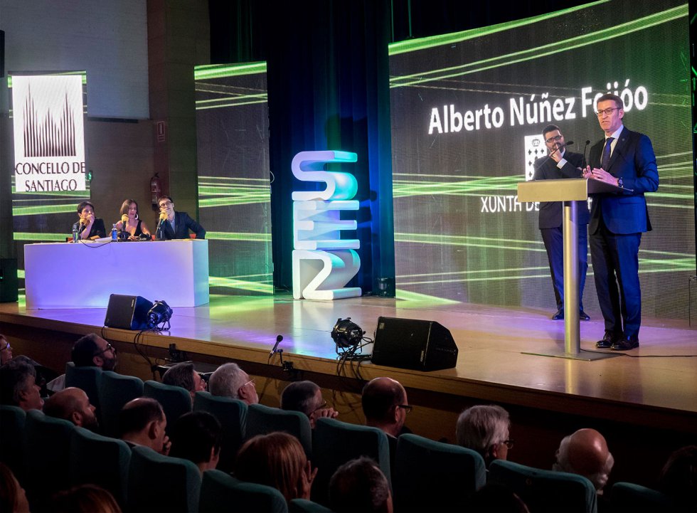 El Presidente de la Xunta, Alberto Núñez Feijóo, en su discurso como final de la gala El Presidente de la Xunta, Alberto Núñez Feijóo, en su discurso como final de la gala