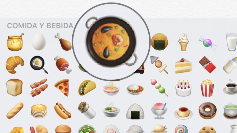 El emoji de la paella en un teclado de iOS
