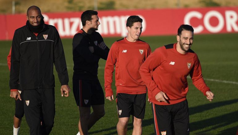 El Sevilla prepara la Copa con Nasri en el entrenamiento