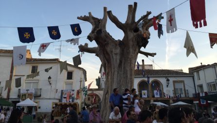 Fiesta medieval de Torralba en 2016 bajo el olmo ya seco.