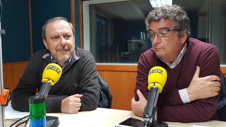 Joaquín Rubio Soler y Juan Guimerans en la tertulia de la Ventana 