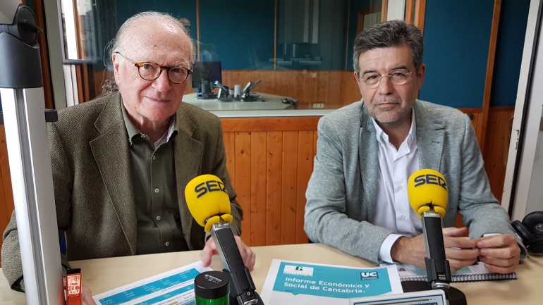 Nicolas Sartorius, vicepresidente ejecutivo de la Fundación Alternativas y Angel Agudo, economista de la UC en el estudio de la Ventana 