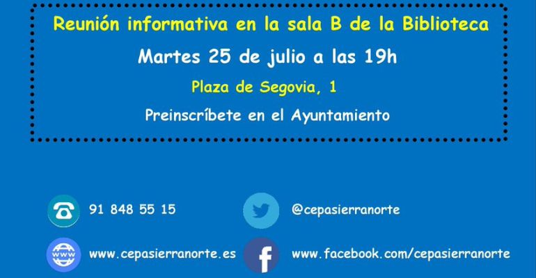 Cartel de la CEPA y el ayuntamiento de Bustarviejo convocando la reunión informativa