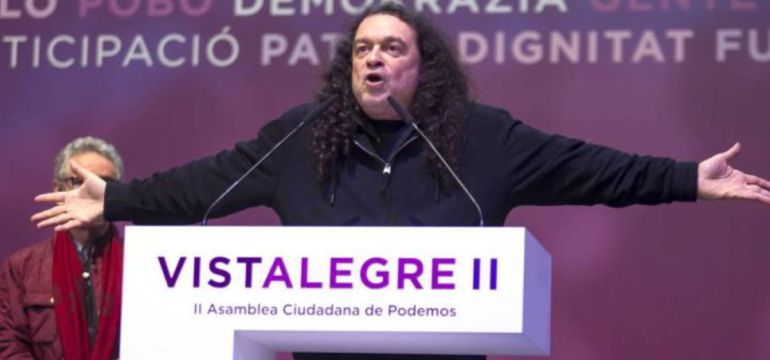 Fernando Barredo durante su intervención en la asamblea de Podemos Vistalegre II.