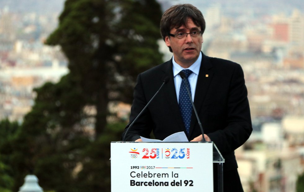Carles Puigdemont, durante su intervención en el homenaje Carles Puigdemont, durante su intervención en el homenaje