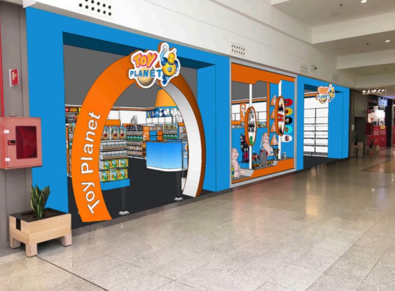Este será el aspecto de la entrada de la nueva tienda de Jugueterías Toy Planet Andérez en el Centro Comercial Las Huertas