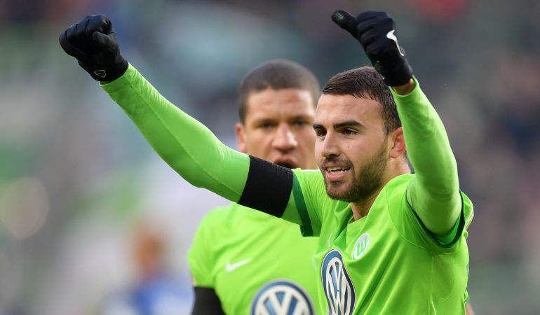 Mayoral celebra uno de los dos goles conseguidos la pasada temporada con el VfL Wolfsburg en la Bundesliga