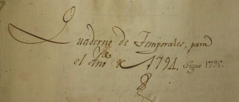 Cuaderno de temporales de 1794.