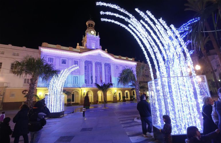 La plaza de San Juan de Dios con iluminación extraordinaria de Navidad hace años