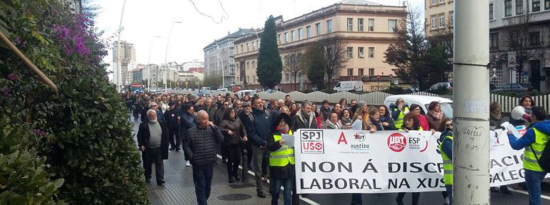 Manifestación de los funcionarios de justicia durante la huelga del pasado 1 de diciembre, en A Coruña.