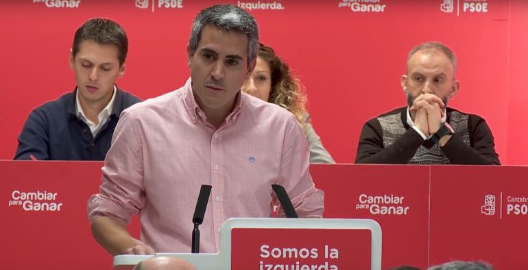 Pablo Zuloaga durante su intervención inicial ante el Comité Regional del PSC-PSOE, constituido este domingo tras las primarias regionales y la renovación de las agrupaciones locales del partido.