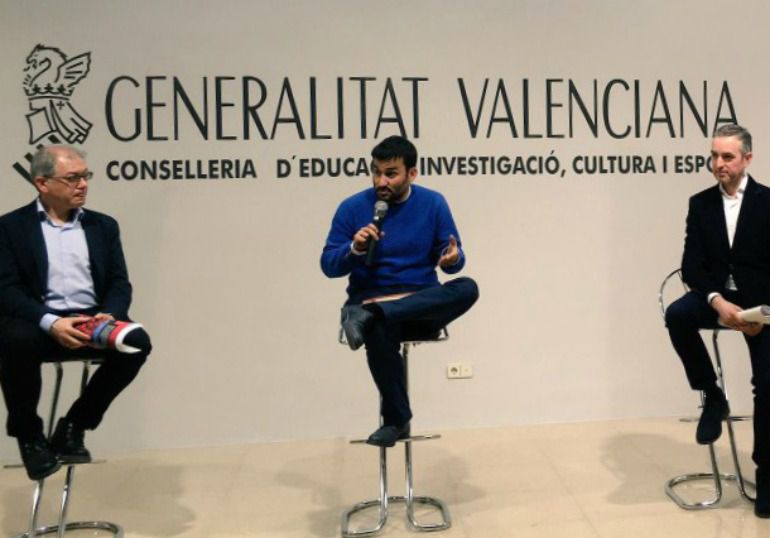 El conseller Marzà durante la presentación de Abel Guarinos y José Luis Pérez como nuevos responsables de CulturArts y del Consorcio de Museos.  Foto de Archivo