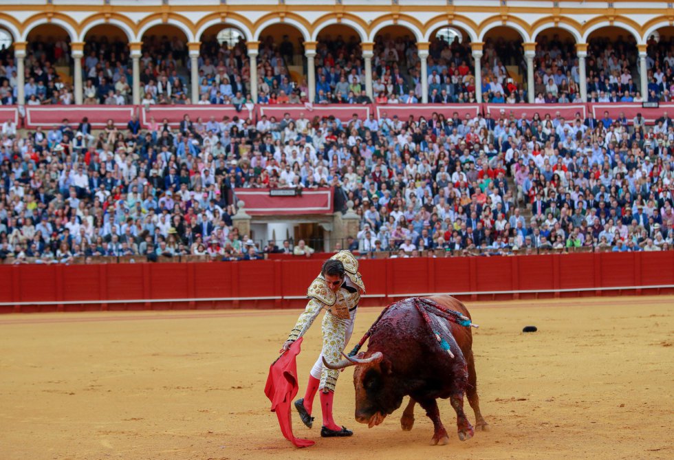 GRAF9320. SEVILLA, 21/04/2018.- El torero Juan José Padilla en la faena con la muleta a su segundo toro, de la ganadería de Fuente Ymbro, en la decimotercera corrida de abono de la Feria de Abril, esta tarde en la Real Maestranza de Sevilla. EFE/Julio Muñoz GRAF9320. SEVILLA, 21/04/2018.- El torero Juan José Padilla en la faena con la muleta a su segundo toro, de la ganadería de Fuente Ymbro, en la decimotercera corrida de abono de la Feria de Abril, esta tarde en la Real Maestranza de Sevilla. EFE/Julio Muñoz