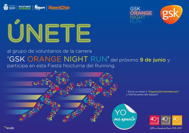 Cartel de la carrera nocturna GSK Orange Night Run.