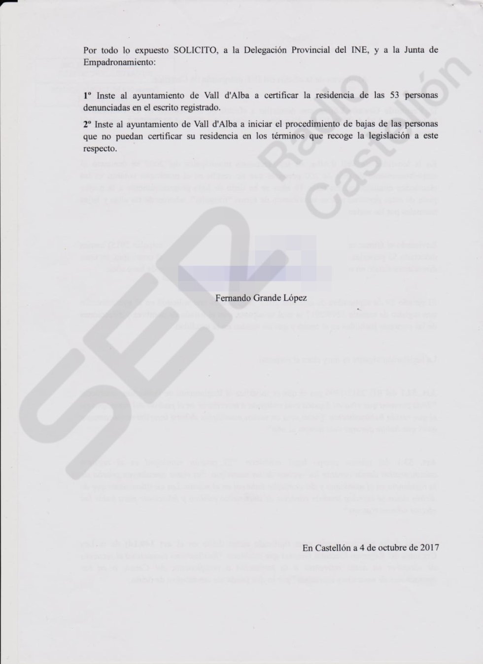 Denuncia del portavoz del PSPV, Fernando Grande, por las presuntas irregularidades en el censo Denuncia del portavoz del PSPV, Fernando Grande, por las presuntas irregularidades en el censo