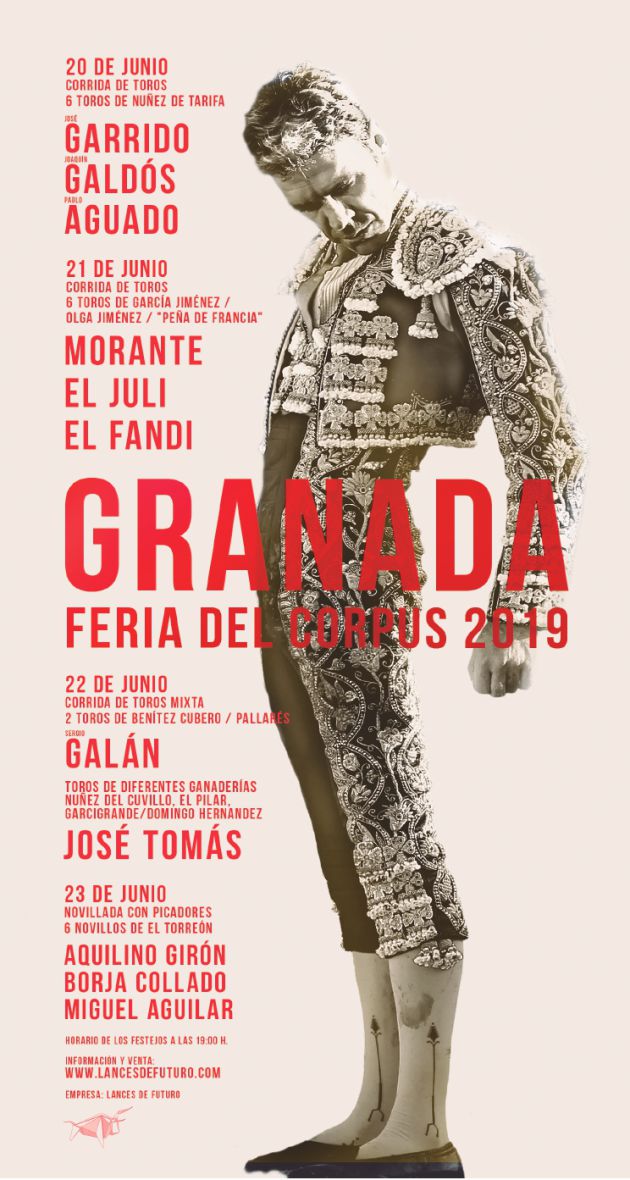 Cartel de toros de la Feria del Corpus de Granada 2019