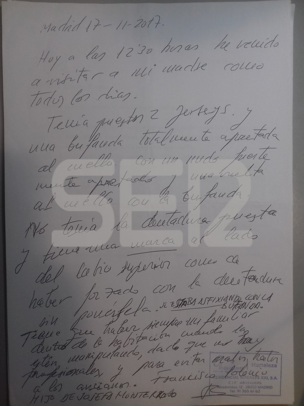Los documentos demuestran denuncias por malos tratos en la residencia madrileña. Los documentos demuestran denuncias por malos tratos en la residencia madrileña.
