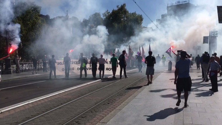 Los trabajadores del metal de Bizkaia, en su primer día de huelga