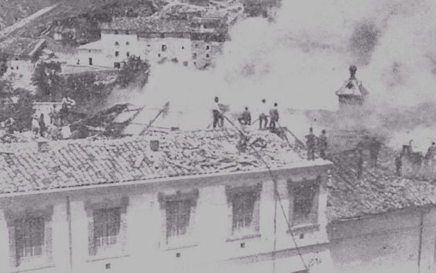 Incendio de la fábrica en 1954.