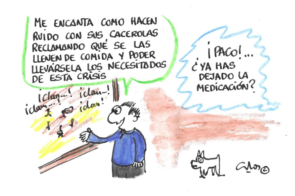 La viñeta de Villanueva, cacerolas. La viñeta de Villanueva, cacerolas.