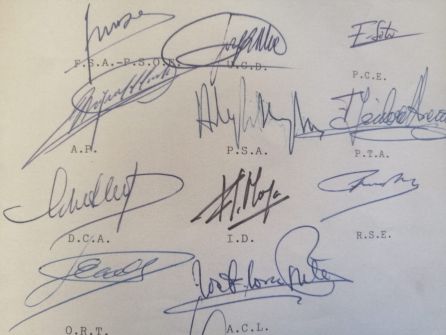 Firmas del documento "Pacto de Antequera"