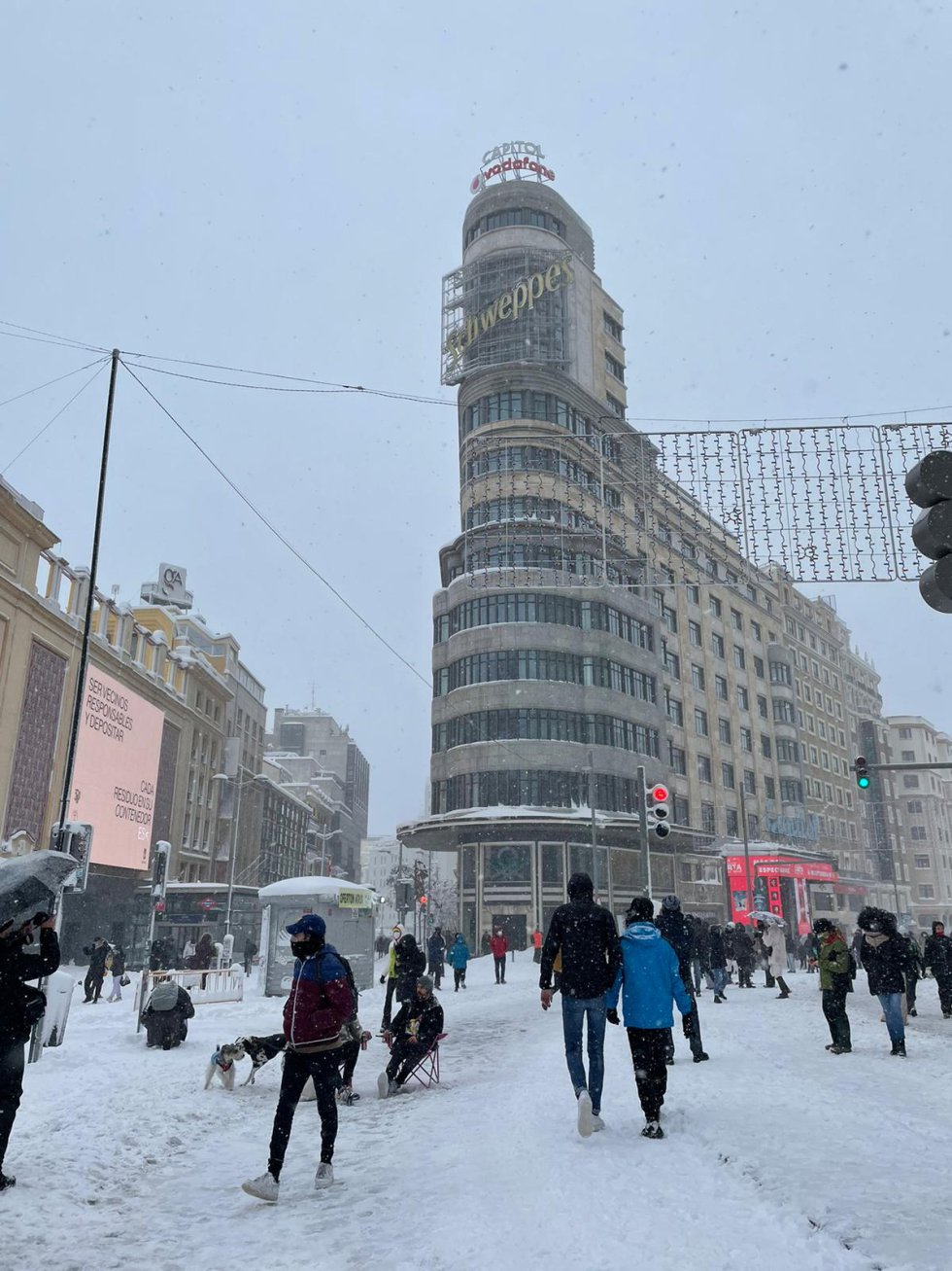 La Gran Vía durante el temporal La Gran Vía durante el temporal