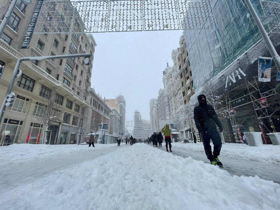 La Gran Vía durante el temporal La Gran Vía durante el temporal
