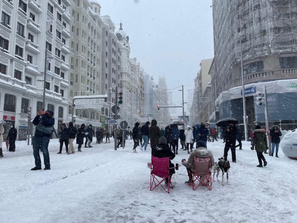 La Gran Vía durante el temporal La Gran Vía durante el temporal