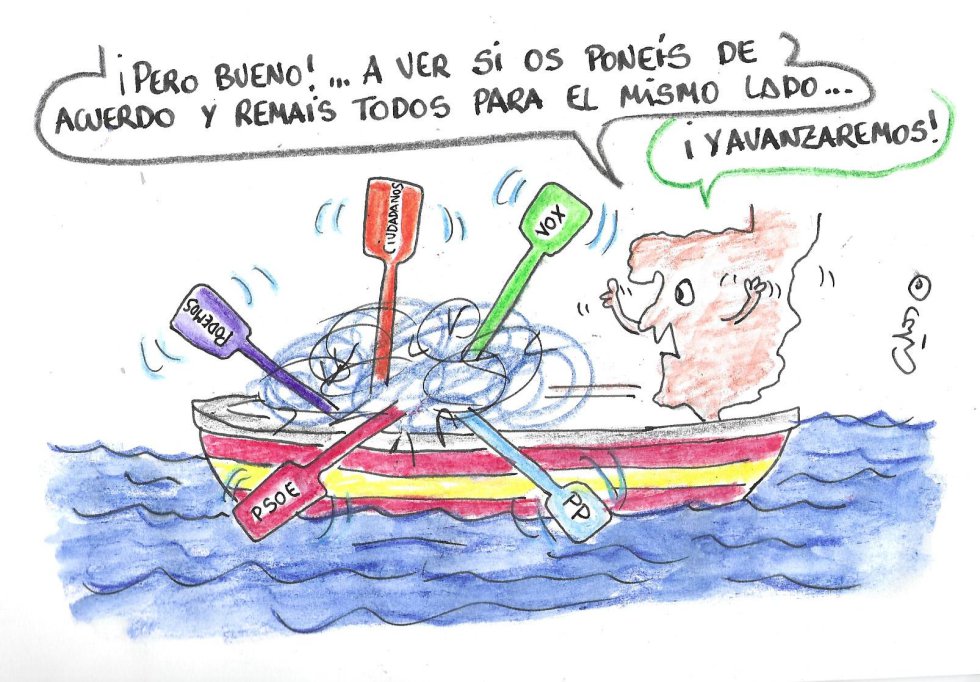 La viñeta de Villanueva, remando La viñeta de Villanueva, remando