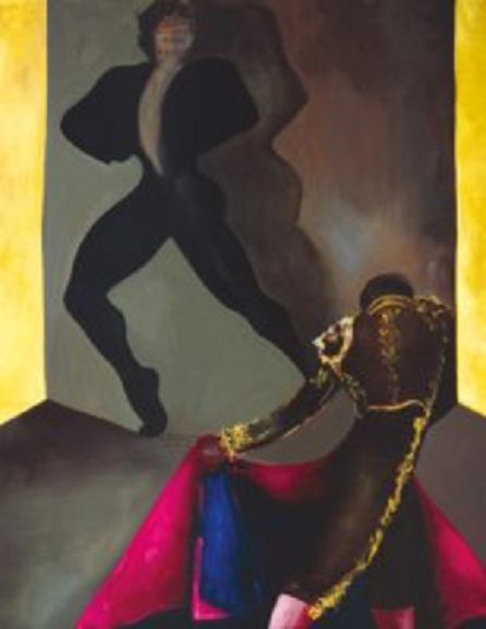 ‘La música callada del toreo’ fue pintado en 1994. Es un óleo sobre lienzo y arena, de 230×200 cm. Se trata del nº 3 de la serie ‘Toreo y ballet’