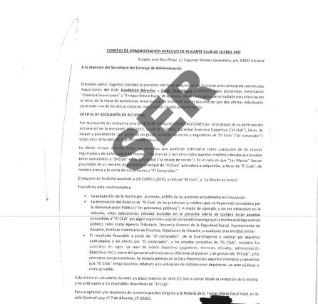 Documento oferta por el Hércules CF