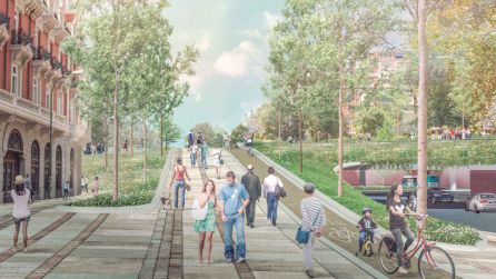 Recreation of one of the pedestrian paths included in the project of the new Plaza de España