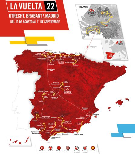 Mapa de recorridos de la Vuelta a España 2022