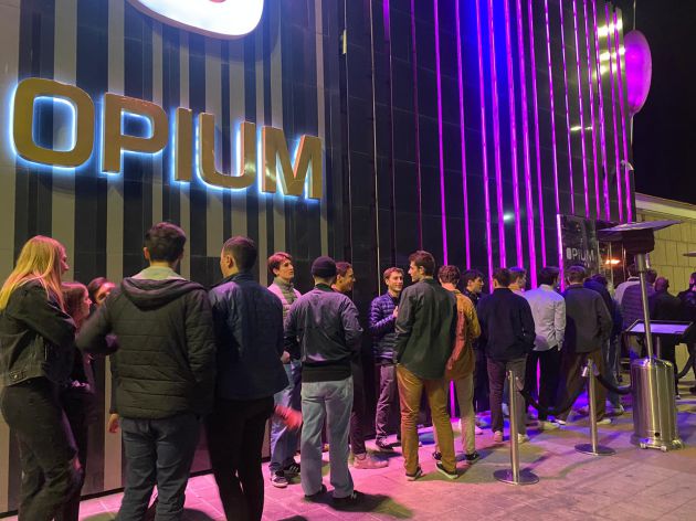 Queue to access Opium on Friday night