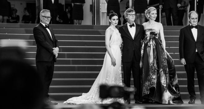 CANNES, FRANCE - MAY 17: (EDITORS NOTE: Image has been converted to black and white.) An alternative view of Rooney Mara, director Todd Haynes and Cate Blanchett during the 68th annual Cannes Film Festival on May 17, 2015 in Cannes, France. (Photo by Vincent Desailly/Getty Images) CANNES, FRANCE - MAY 17: (EDITORS NOTE: Image has been converted to black and white.) An alternative view of Rooney Mara, director Todd Haynes and Cate Blanchett during the 68th annual Cannes Film Festival on May 17, 2015 in Cannes, France. (Photo by Vincent Desailly/Getty Images)