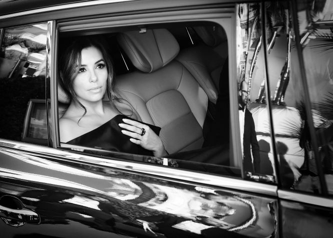 CANNES, FRANCE - MAY 17: (EDITOR'S NOTE: This image has been converted to black and white.) Eva Longoria departs the Martinez Hotel during the 68th annual Cannes Film Festival on May 17, 2015 in Cannes, France. (Photo by Gareth Cattermole/Getty Images for L'Oreal)