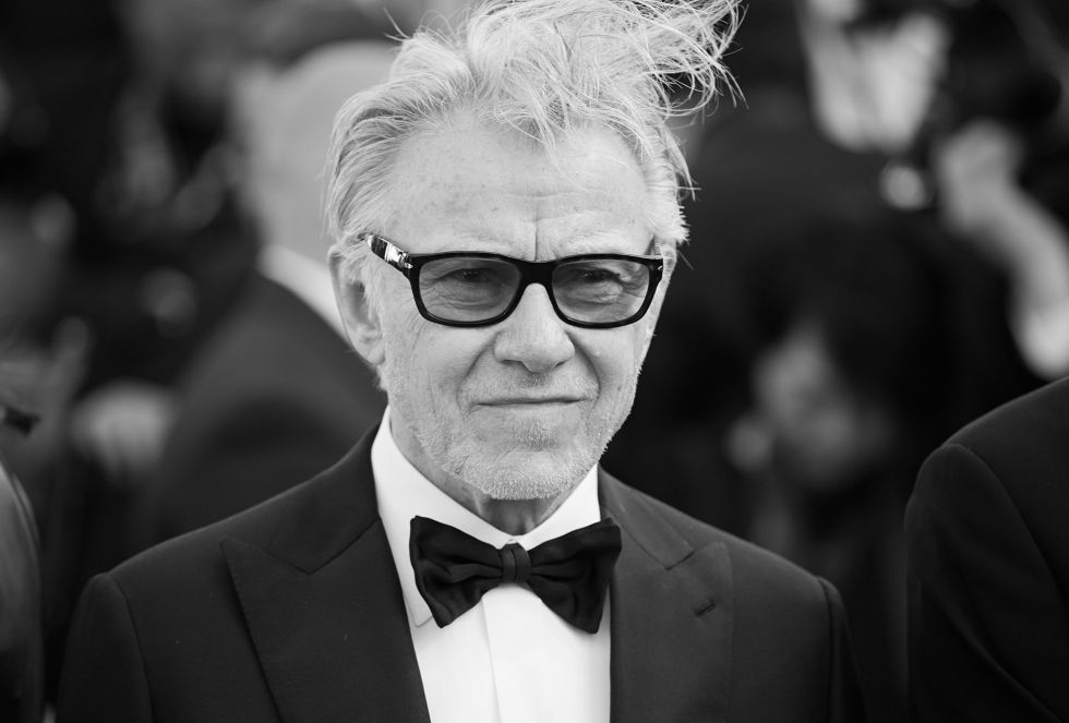CANNES, FRANCE - MAY 18: (EDITORS NOTE: Image has been converted to black and white.) Harvey Keitel attends the attends the Premiere of "Youth" during the 68th annual Cannes Film Festival on May 20, 2015 in Cannes, France. (Photo by Kristina Nikishina/Epsilon/Getty Images.)