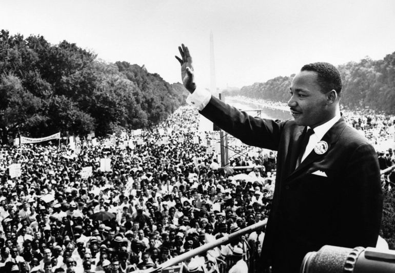 Martin Luther King tras su legendario discurso en Washingston
