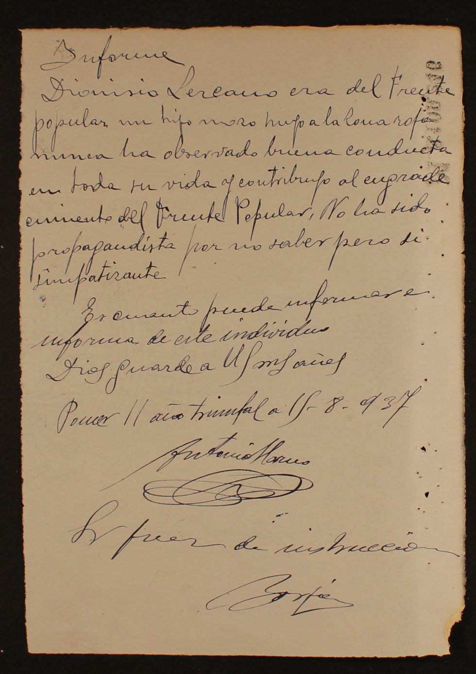 Documento pertenenciente al archivo de la Comisión Provincial de Incautaciones de Zaragoza, con fecha del 26 de julio de 1937. Documento pertenenciente al archivo de la Comisión Provincial de Incautaciones de Zaragoza, con fecha del 26 de julio de 1937.