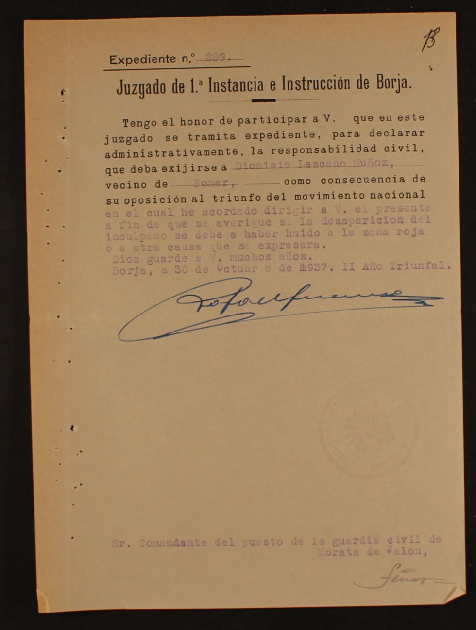 Documento pertenenciente al archivo de la Comisión Provincial de Incautaciones de Zaragoza, con fecha del 26 de julio de 1937. Documento pertenenciente al archivo de la Comisión Provincial de Incautaciones de Zaragoza, con fecha del 26 de julio de 1937.