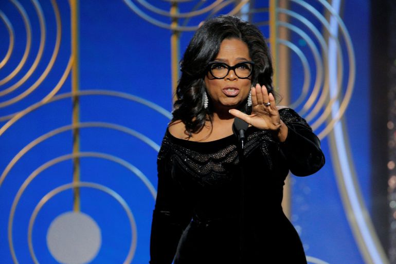 Oprah Winfrey, durante su discurso al recoger el Globo de Oro honorífico